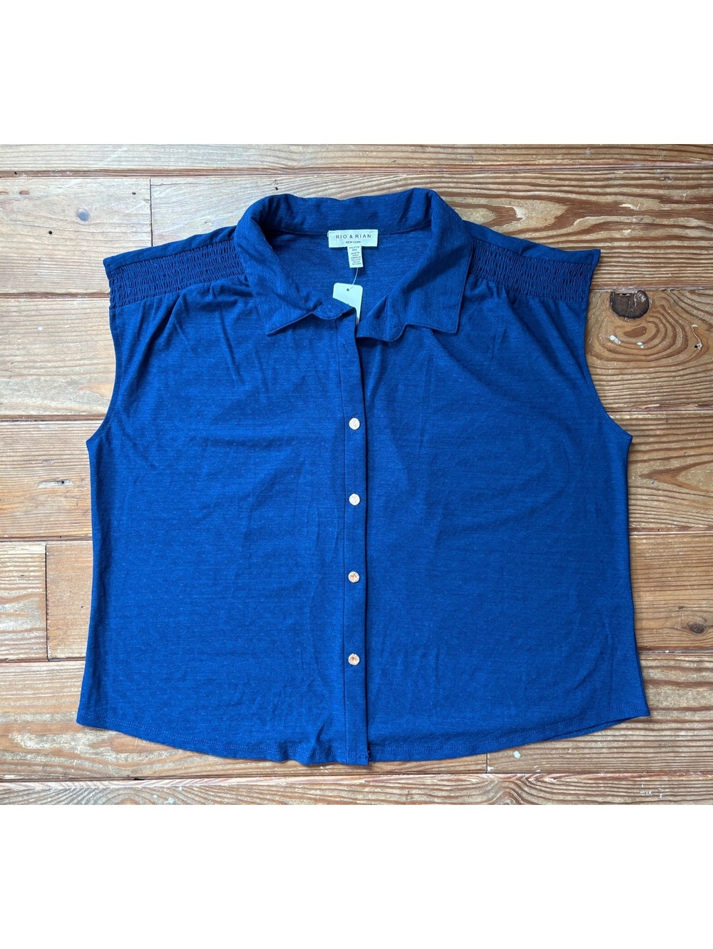 NWT Rio & Rian New York Petite XL Sleeveless Button Front Blouse Royal Blue